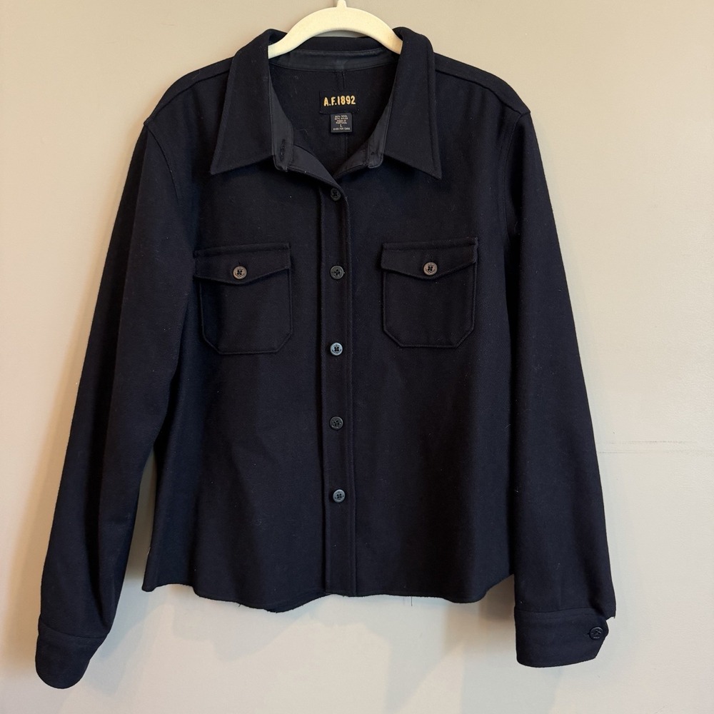 Vintage Abercrombie And Fitch 1892 Wool Navy CPO Shirt Large